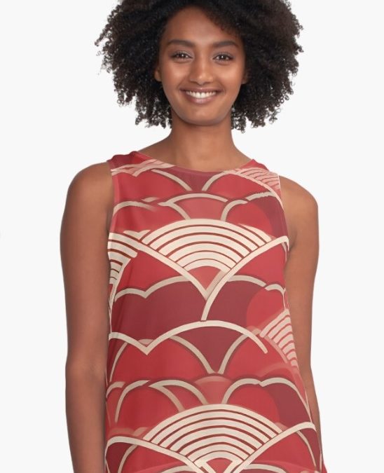 Seigaiha Red and Tope Sleeveless Top by Hashola Designs