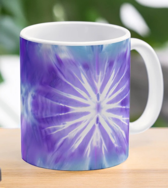 Purple and Blue Tie-Dye Colors Abstract Design Coffee Mug