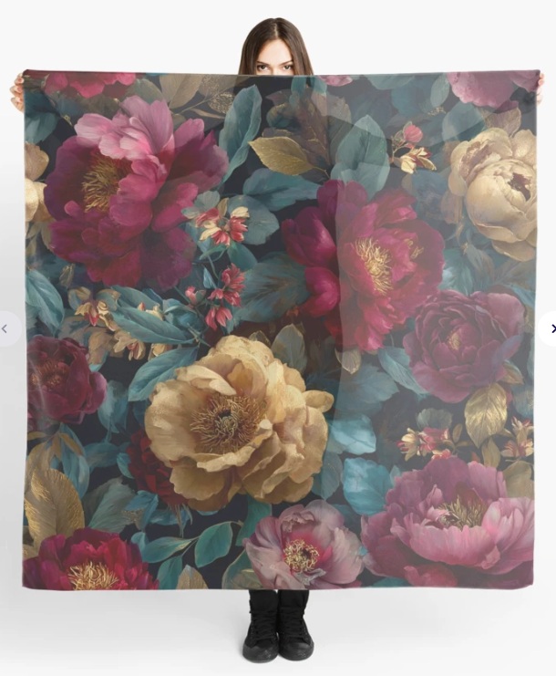 Dark FLoral Scarf