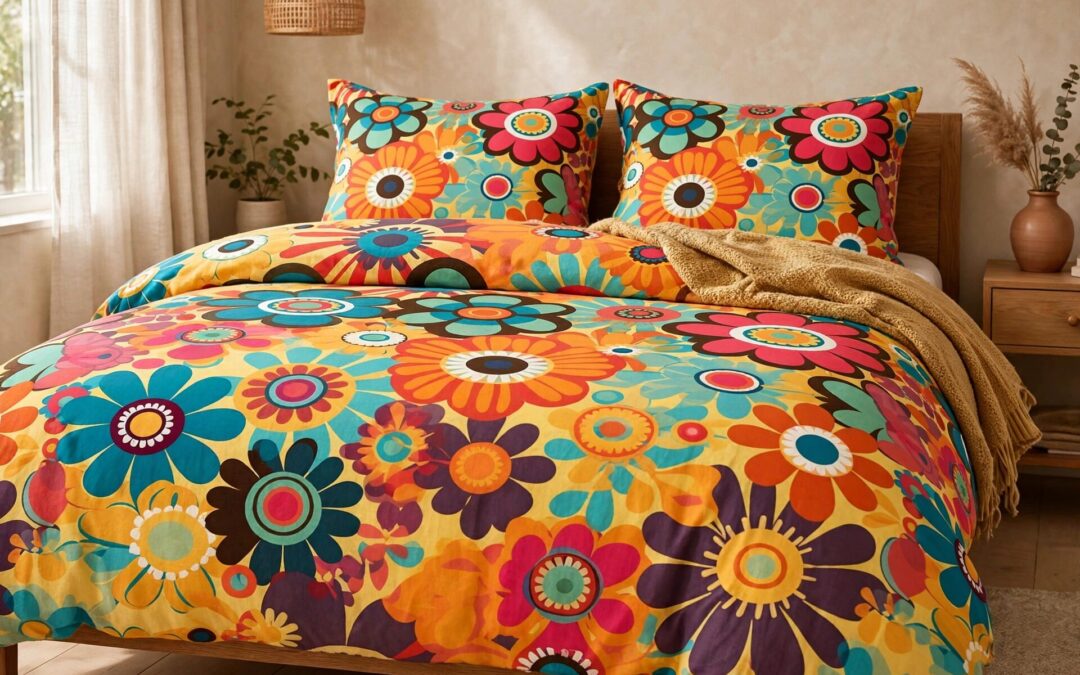 Retro Flowers in Colorful Vintage Style — 70s Groove | Hashola Designs