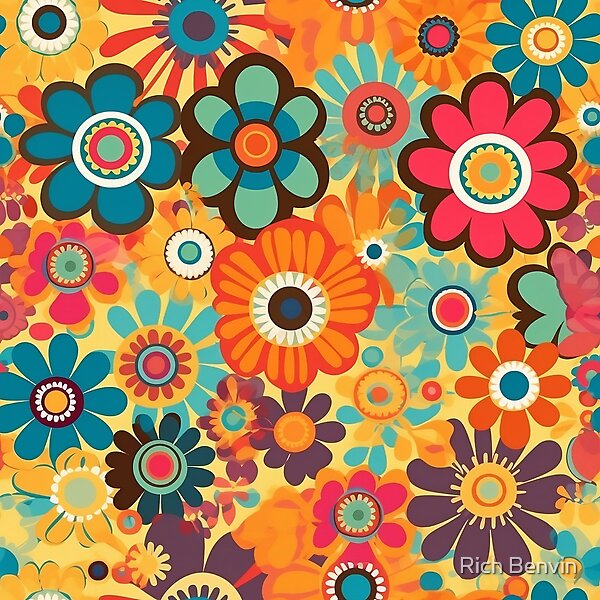 Retro Flowers original artwork