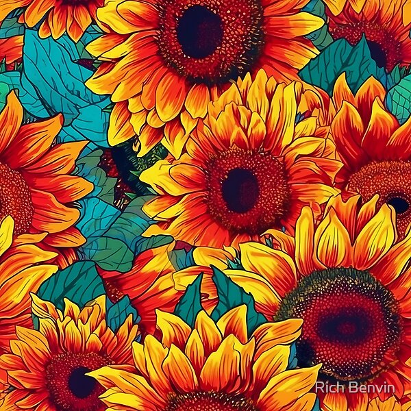 Sunflowers on Fire original artwork