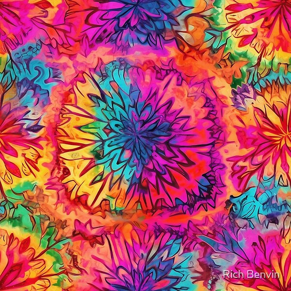 Tie-Dye Flowers original artwork